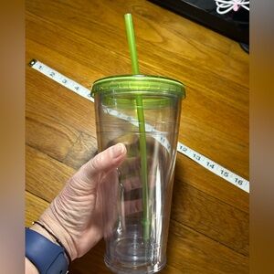 BOGO Cool Gear Clear Tumbler with Green Lid and Straw